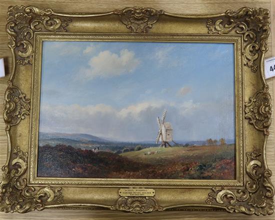 Edward Henry Holder (1864-1917) Sussex Windmill and River Scene 9.5 x 13.5in.